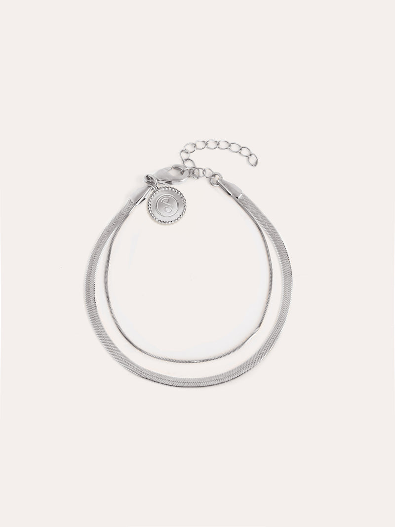 Doppel Lisse Tail Armband Edelstahl