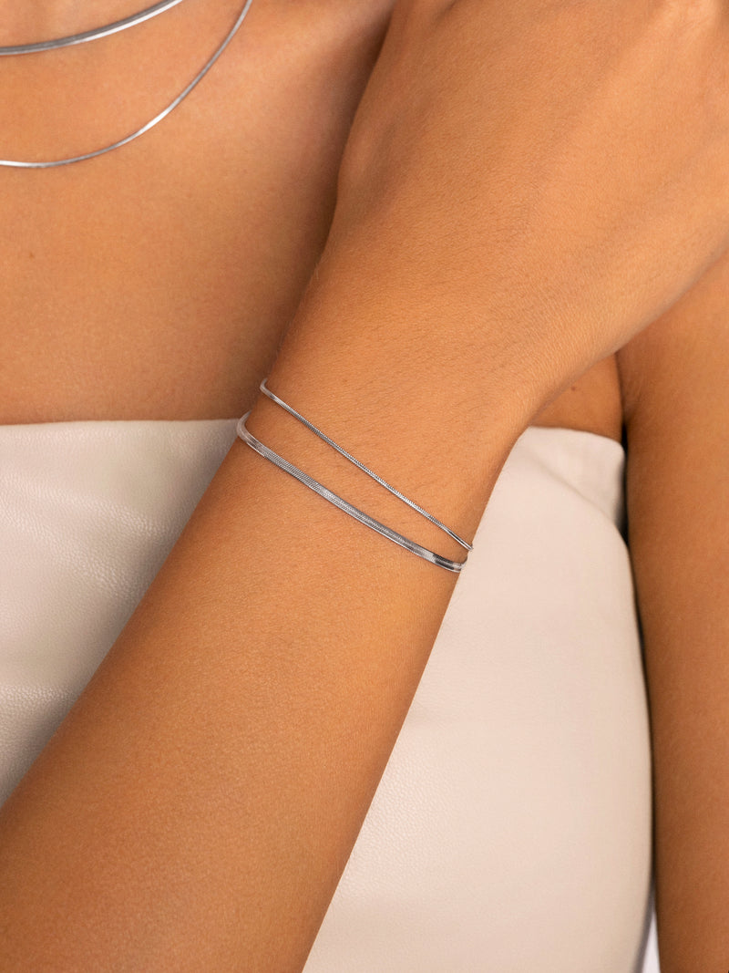 Doppel Lisse Tail Armband Edelstahl
