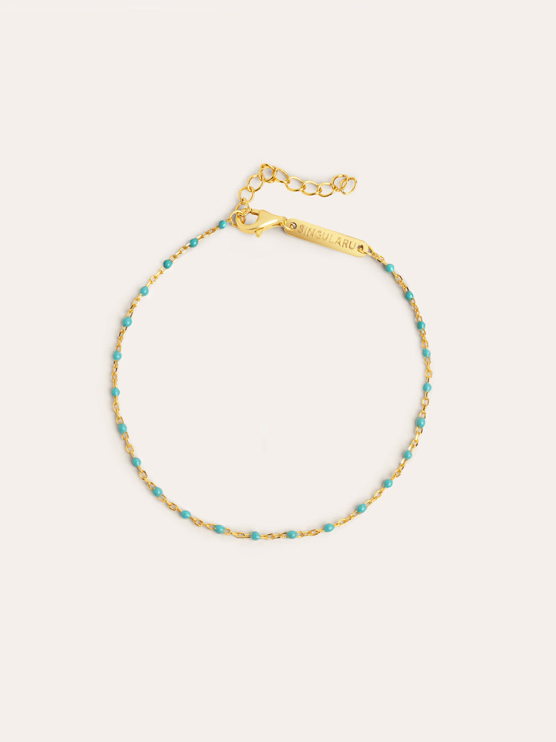 Dots Turquoise Enamel Armband Silber, vergoldet