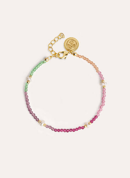  Dye Pearls Colors Stainless Steel Gold Bracelet