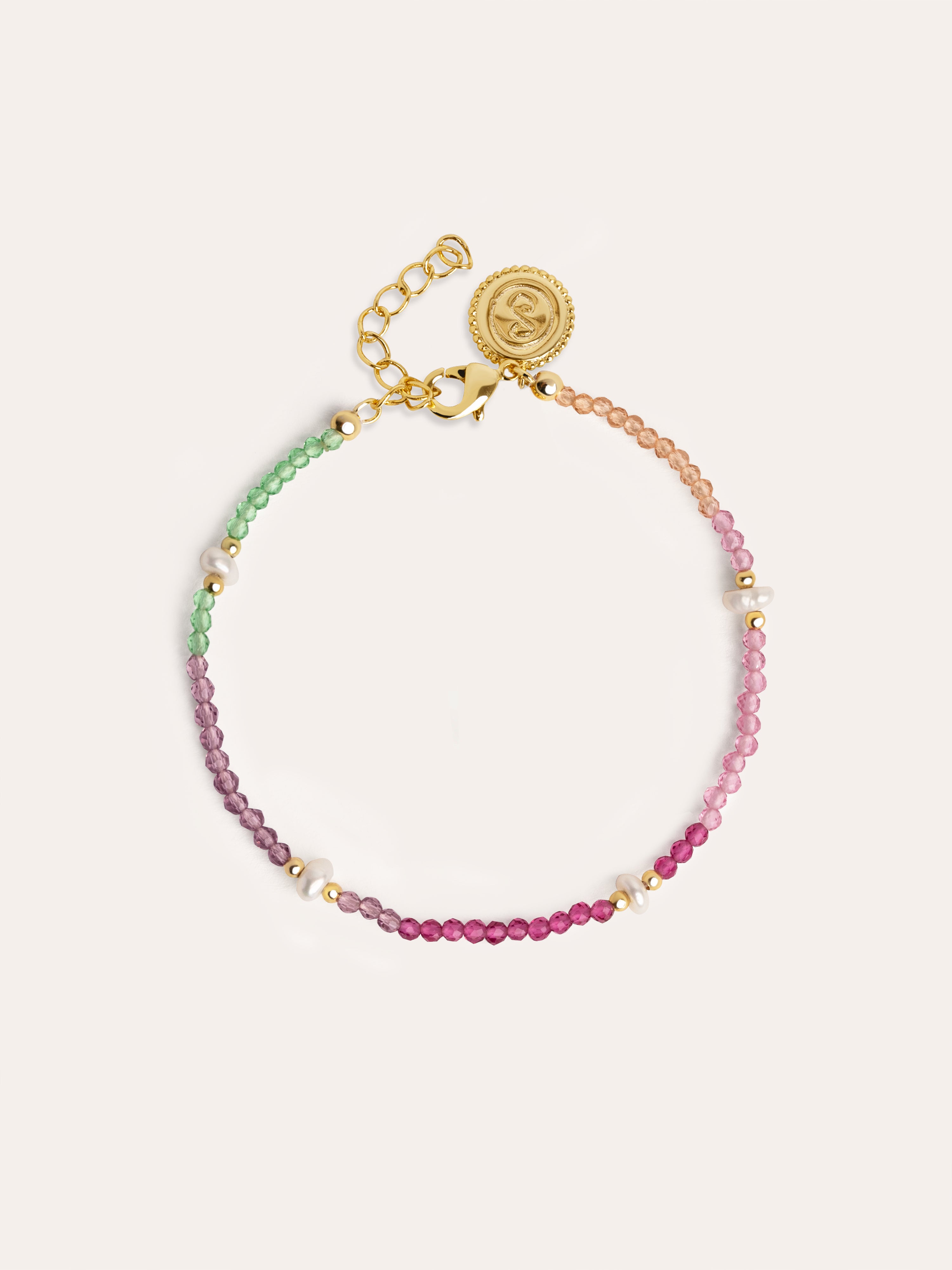 Pulsera Dye Pearls Colors Acero Baño Oro