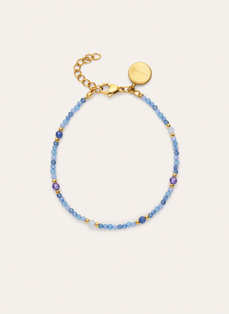 Bracelet Glam Bleu Acier Plaqué Or