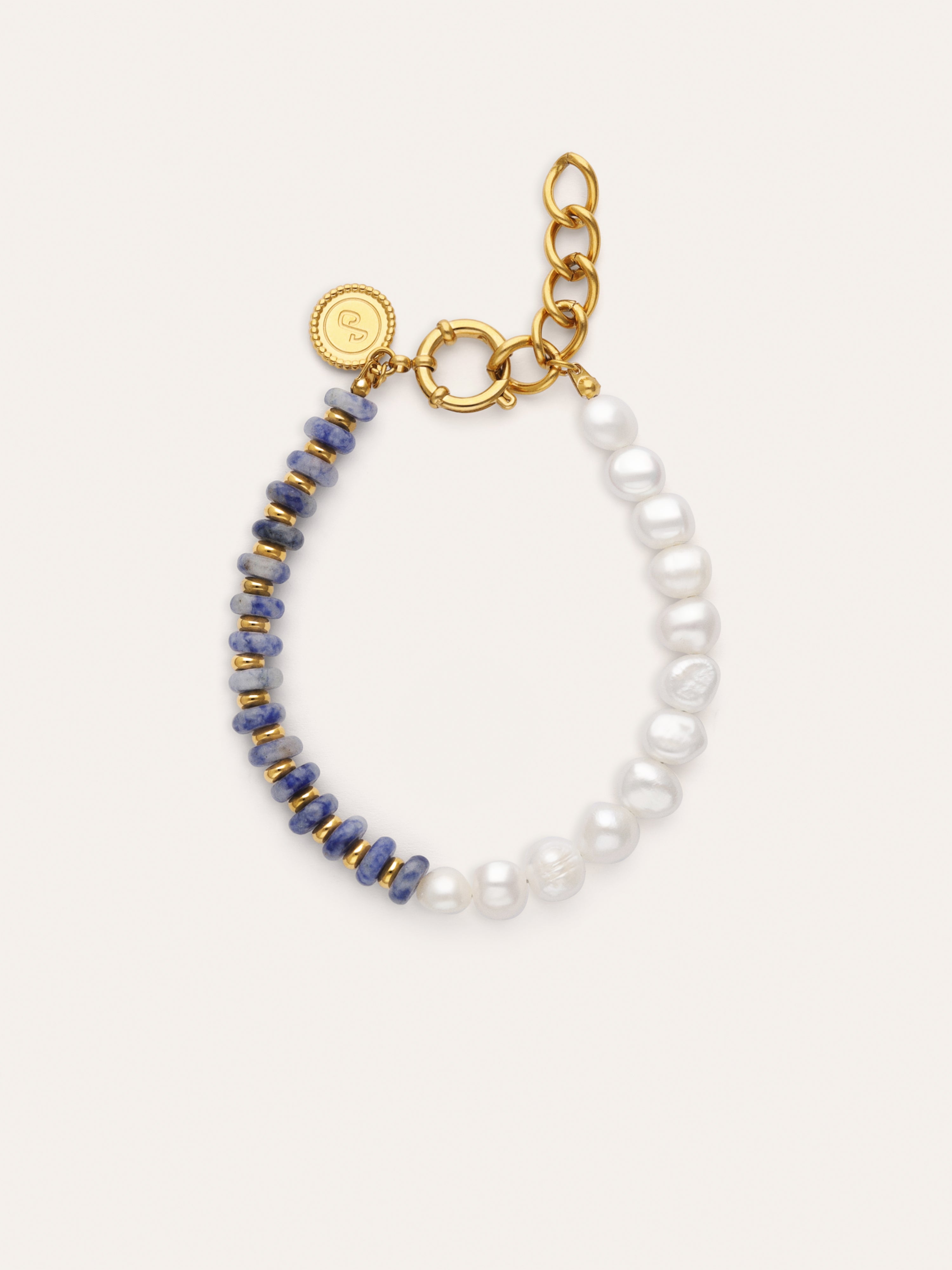 Pulsera Índigo Pearl Acero Baño Oro