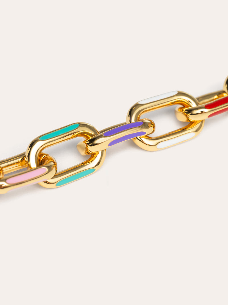 Link-Armband Rainbow Emaille Edelstahl mit Goldbeschichtung