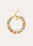 Pulsera Link Rainbow Enamel Acero Baño Oro