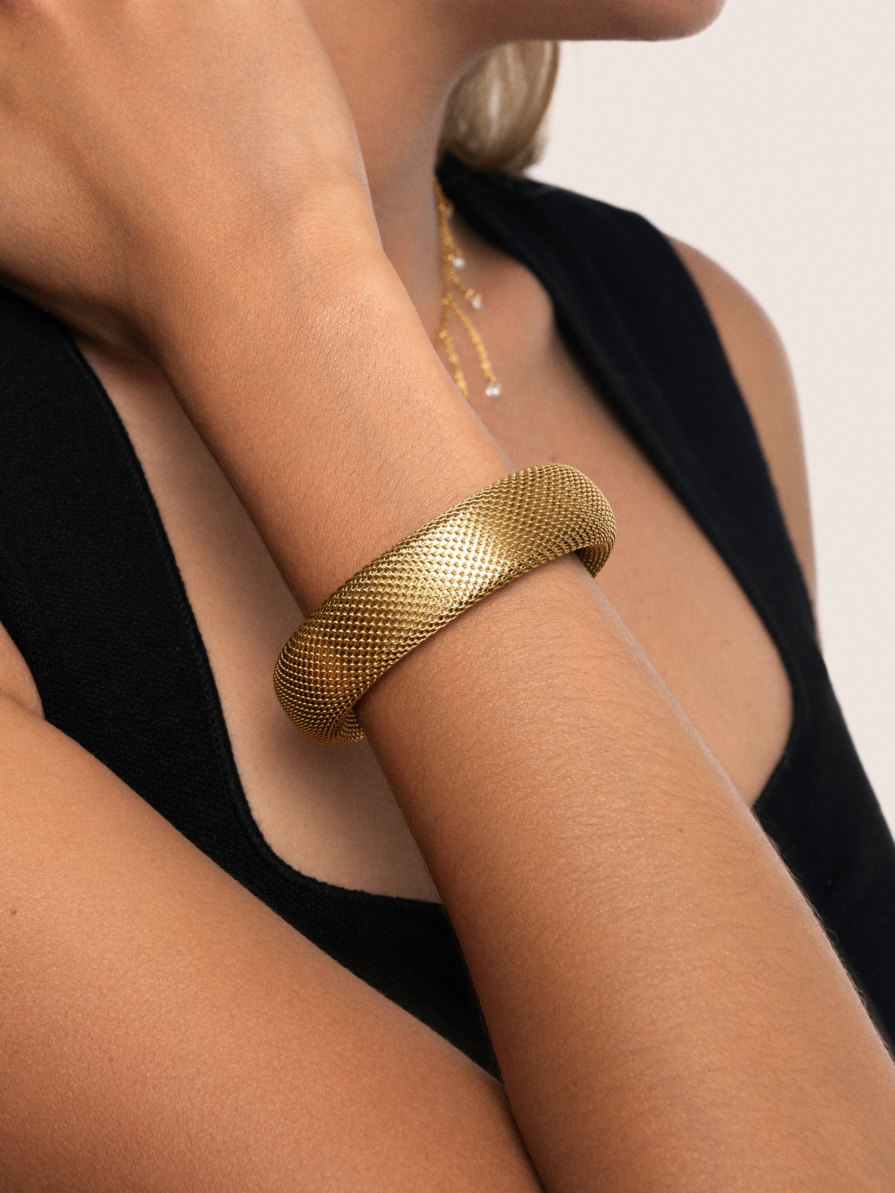 Mesh Stainless Steel Gold Bracelet 