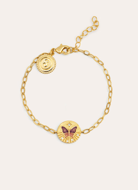 Medallion Butterfly Rose Gold Bracelet