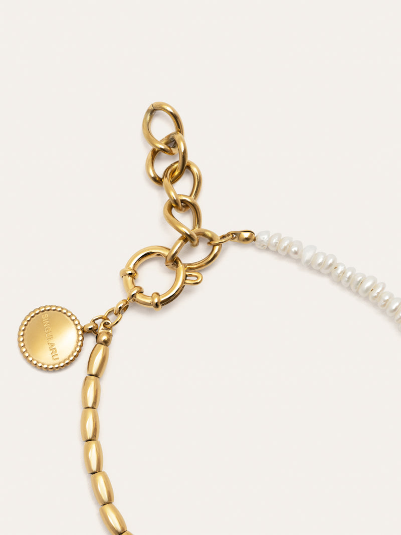 New Pearl Armband Edelstahl, vergoldet