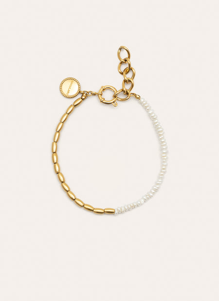 Pulsera New Pearl Acero Baño Oro