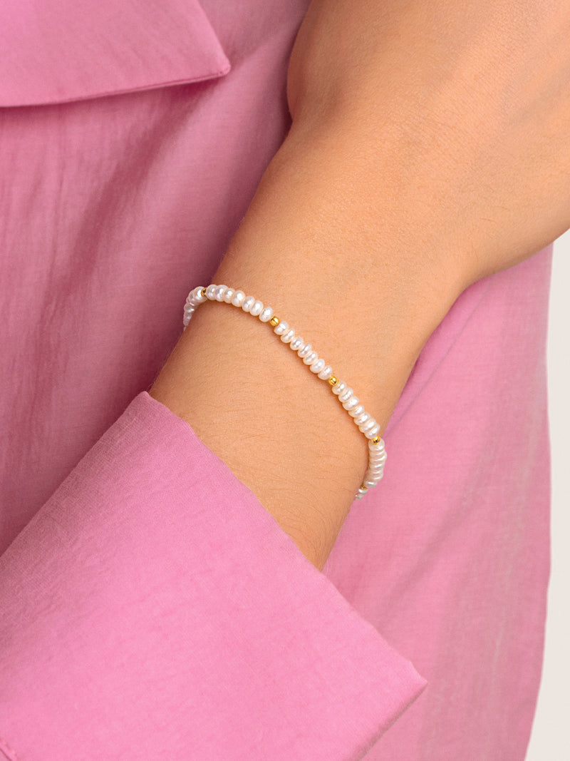 Pearls Dots Armband Edelstahl, vergoldet