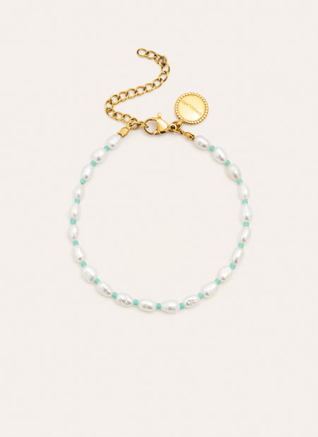 Pulsera Pompeya Turquesa Acero Baño Oro
