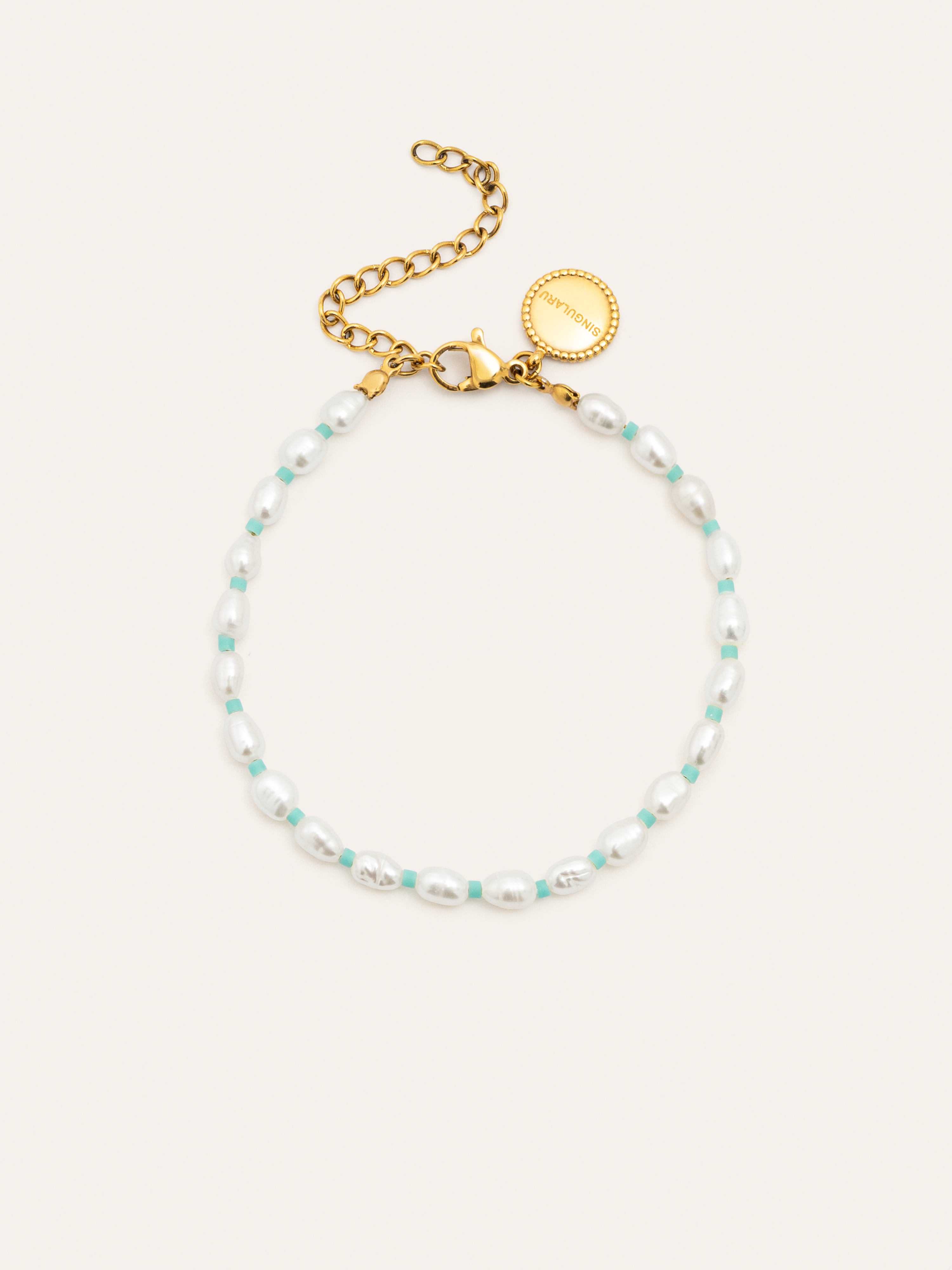 Pulsera Pompeya Turquesa Acero Baño Oro