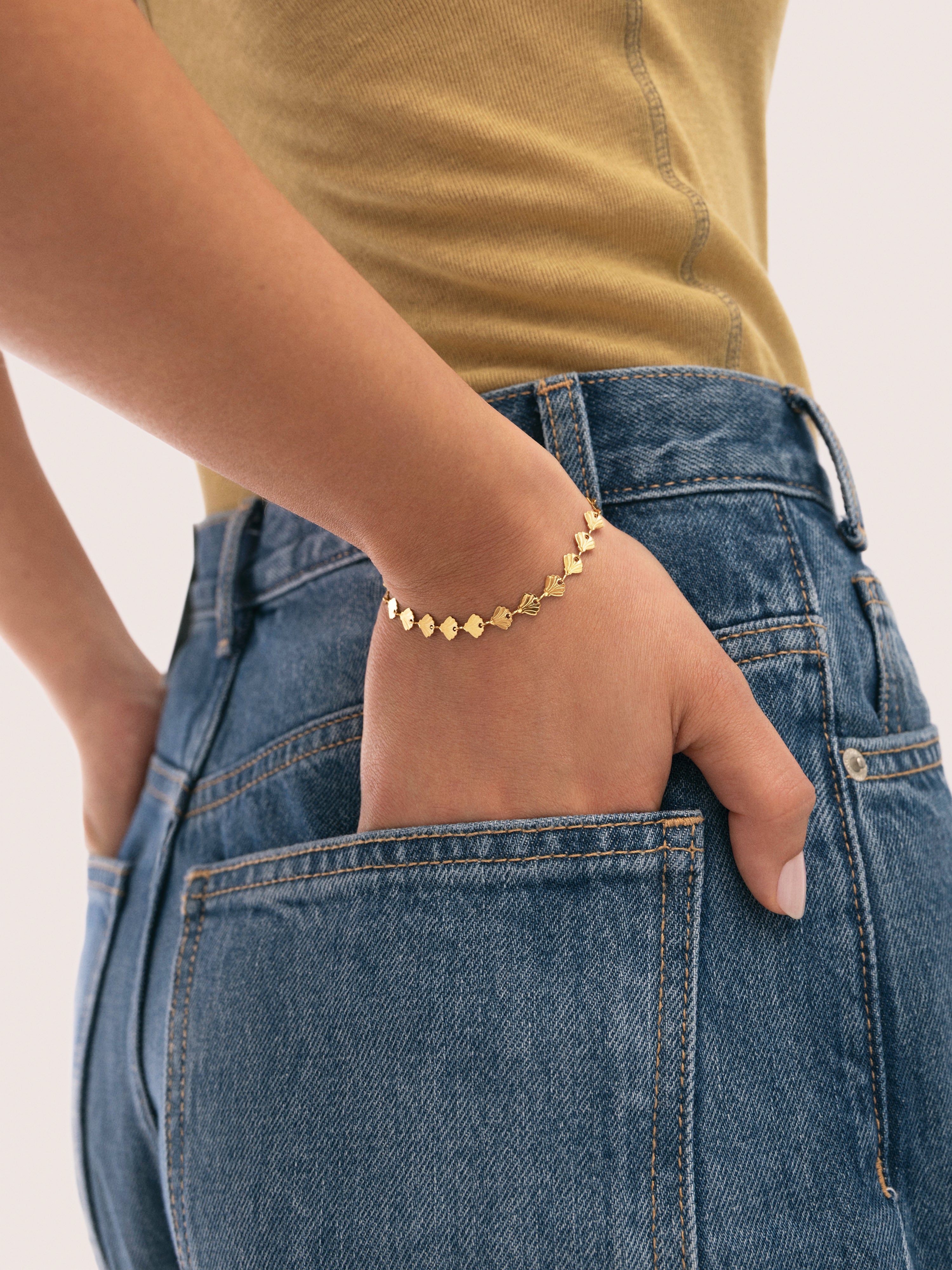 Shells Armband, Edelstahl vergoldet