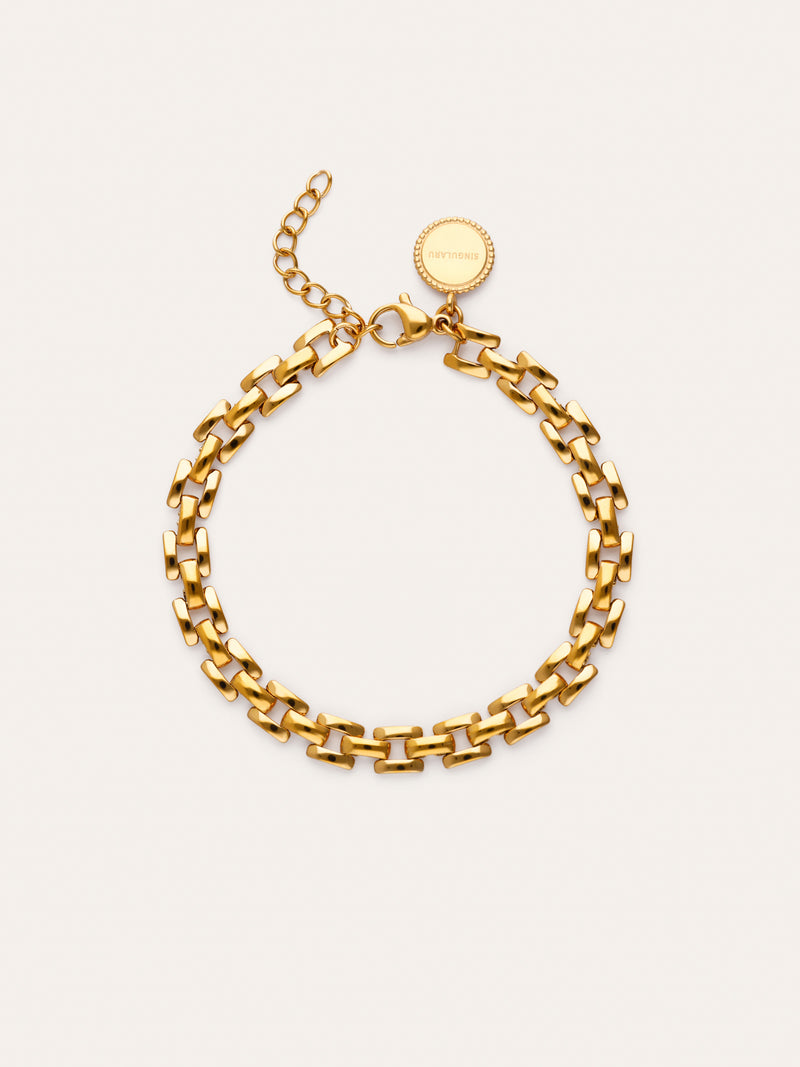 Pulsera Sierpe Acero Baño Oro