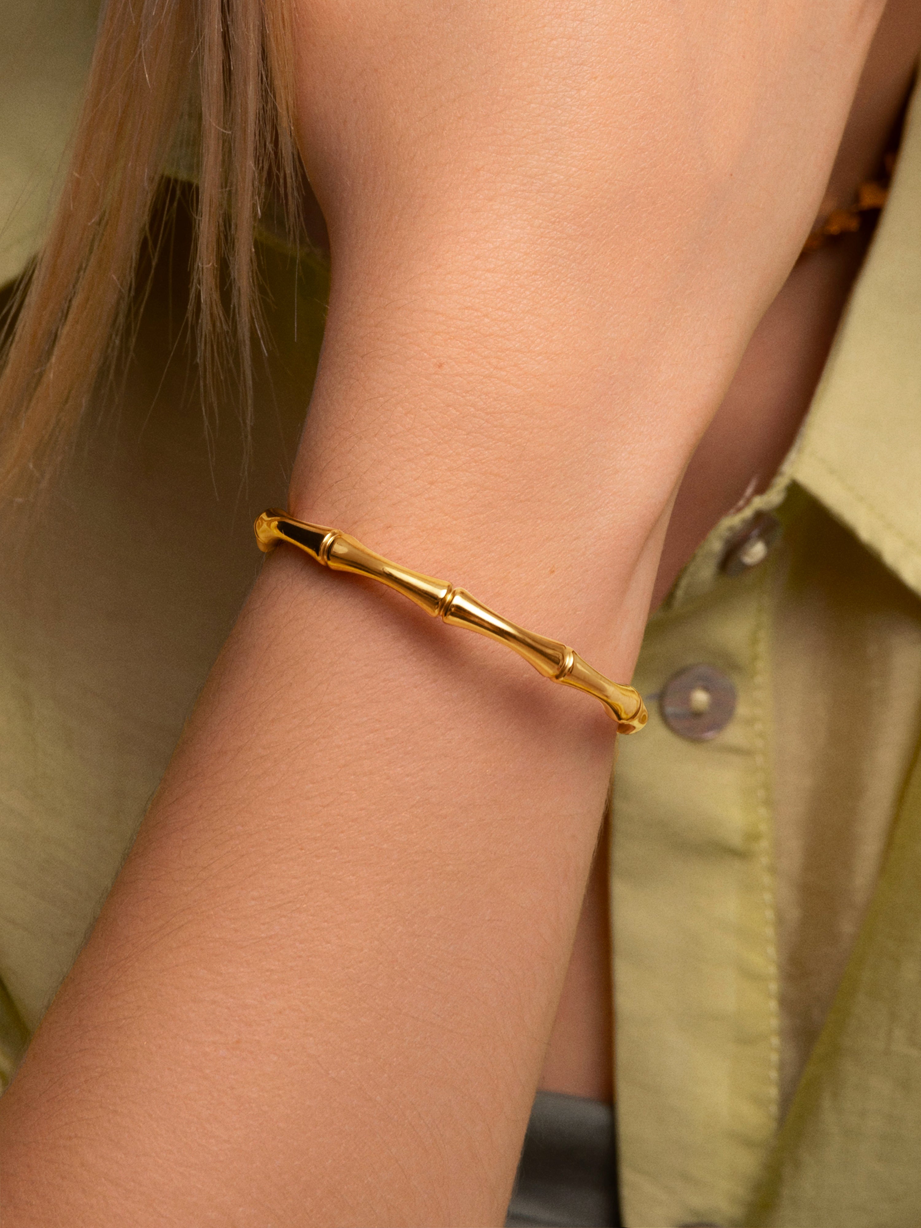 Sugarcane Stainless Steel Gold Bracelet 