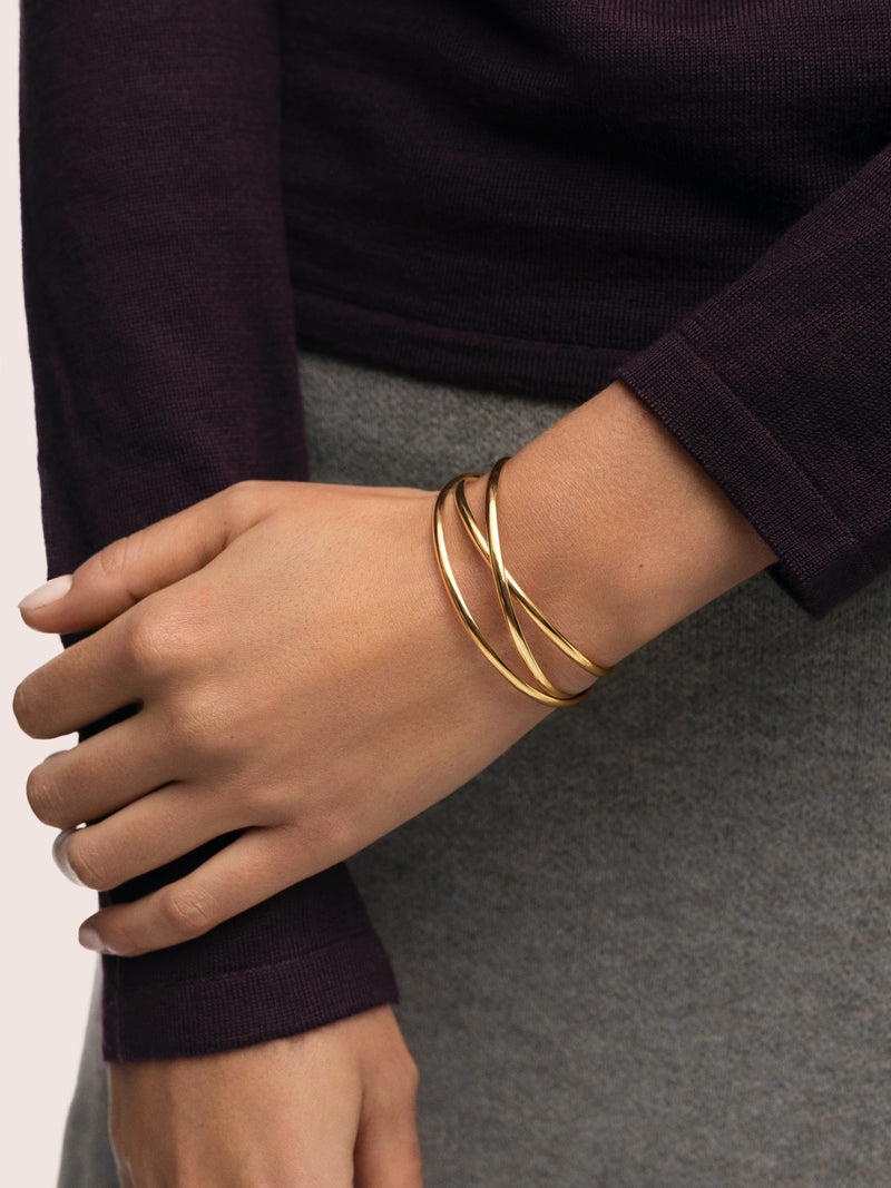 Triple Diana Armreif Stahl, vergoldet