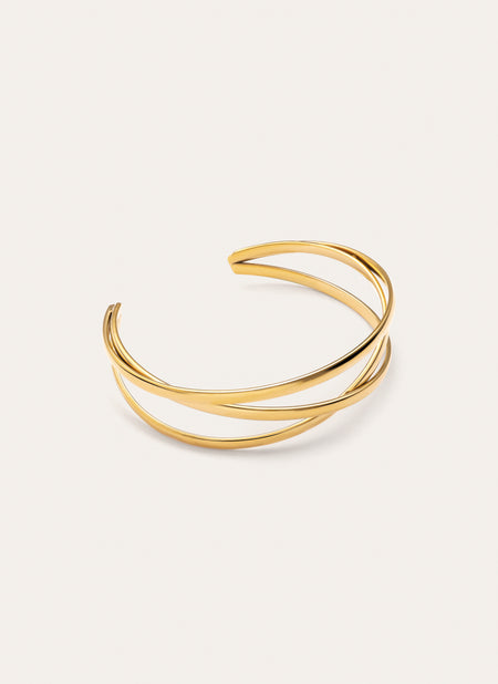 Brazalete Triple Diana Acero Baño Oro