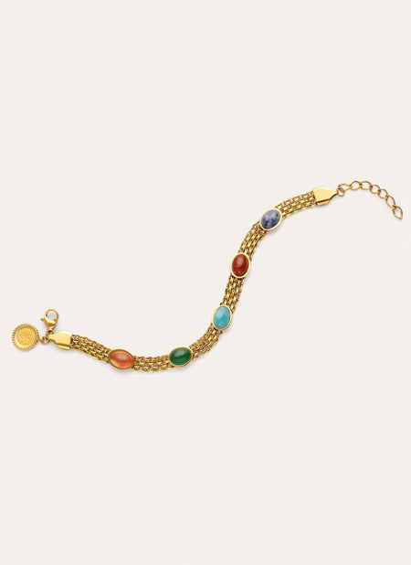 Bracelet Tape Stones Acier Plaqué Or