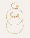 Set of 2 Friendship Blue Gold-Plated Steel Anklets