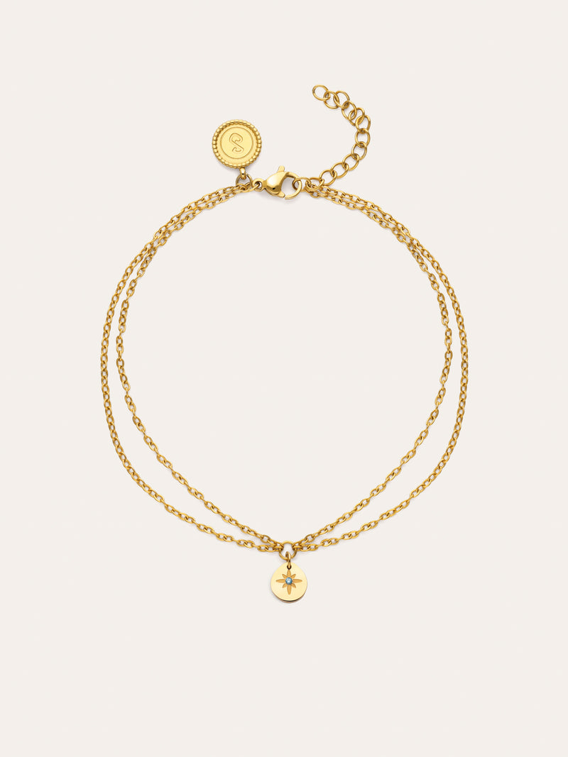 Boho Polar Star Gold-Plated Steel Anklet