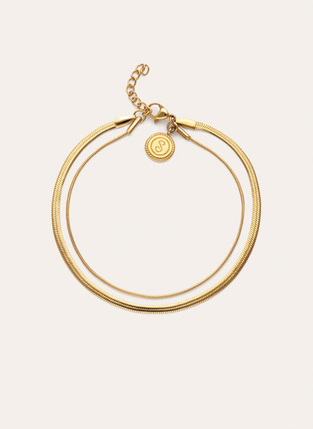 Double Lisse Tail Gold-Plated Steel Anklet