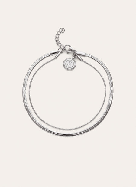 Double Tail Lisse Anklet Steel