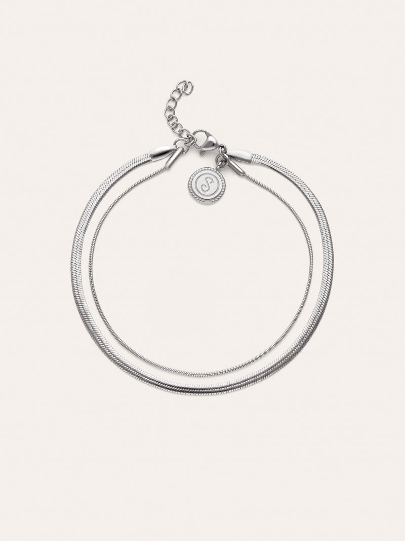 Double Tail Lisse Anklet Steel