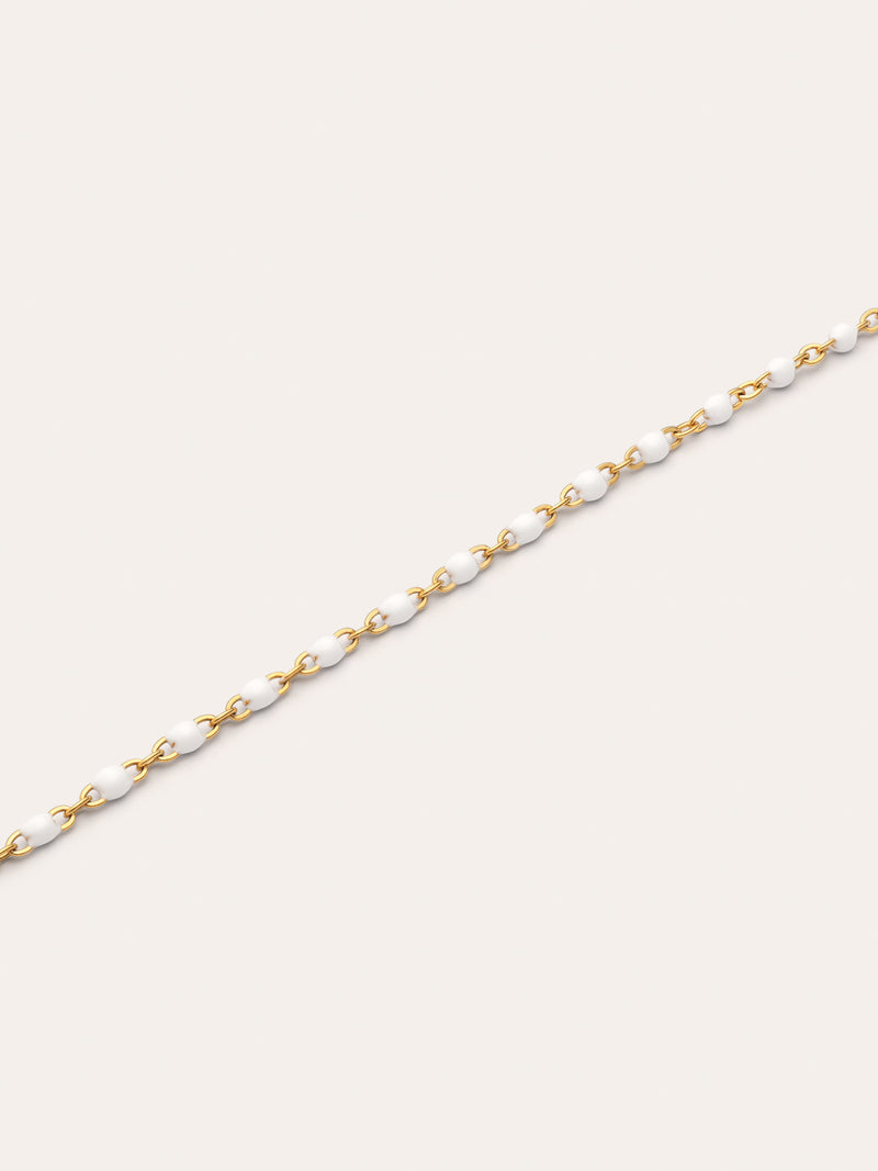 White Dots Anklet Steel Gold Plated