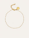 White Dots Anklet Steel Gold Plated