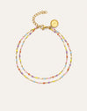 Double Dots Colors Enamel Fußkettchen Edelstahl, vergoldet