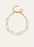 Double Dots Colors Enamel Fußkettchen Edelstahl, vergoldet