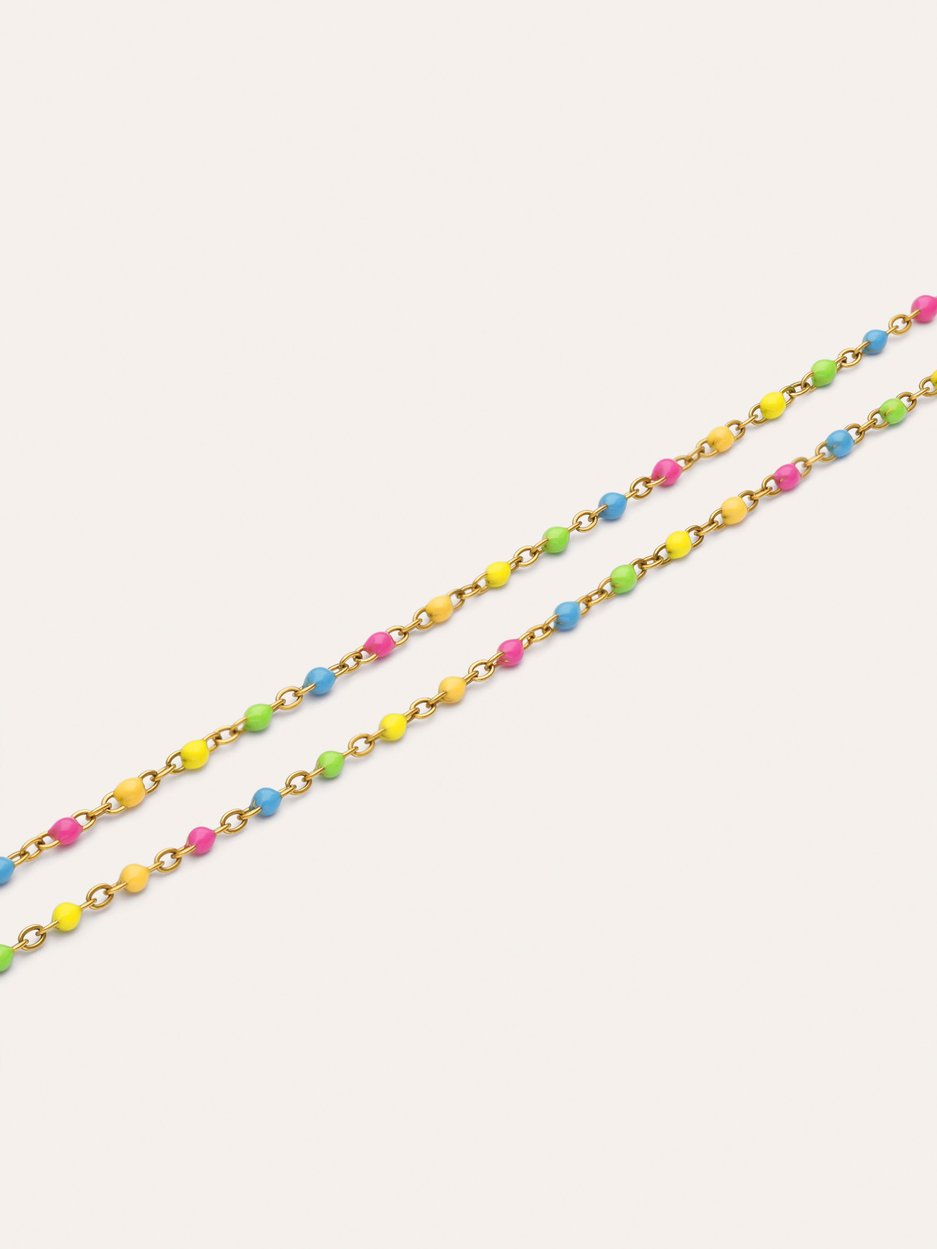 Doppel-Fußkettchen Dots Neon Emaille Edelstahl vergoldet