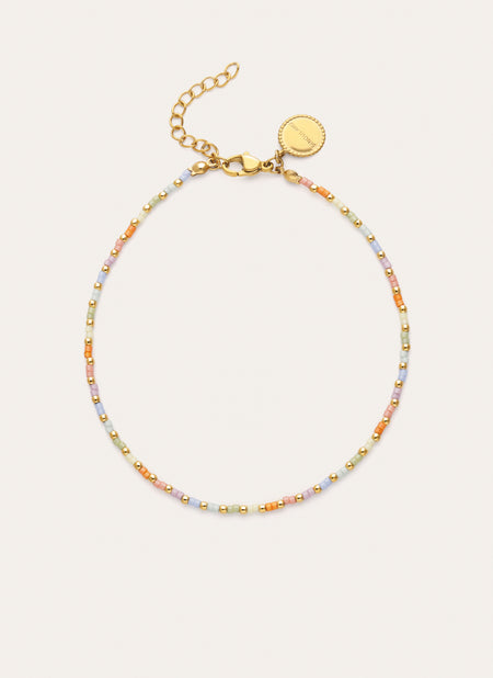 Rainbow Pastel Anklet Steel Gold Plated