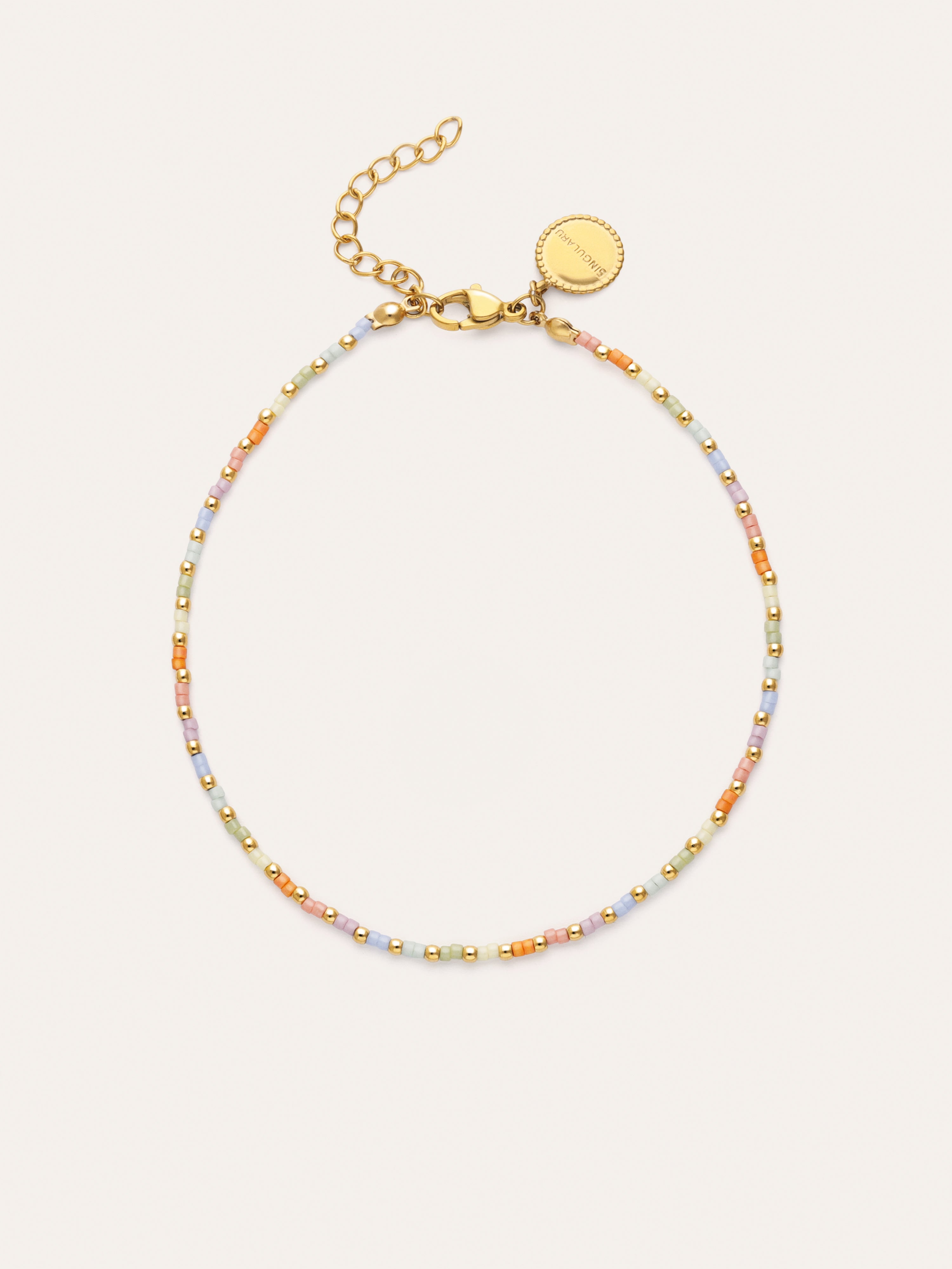 Rainbow Pastel Anklet Steel Gold Plated