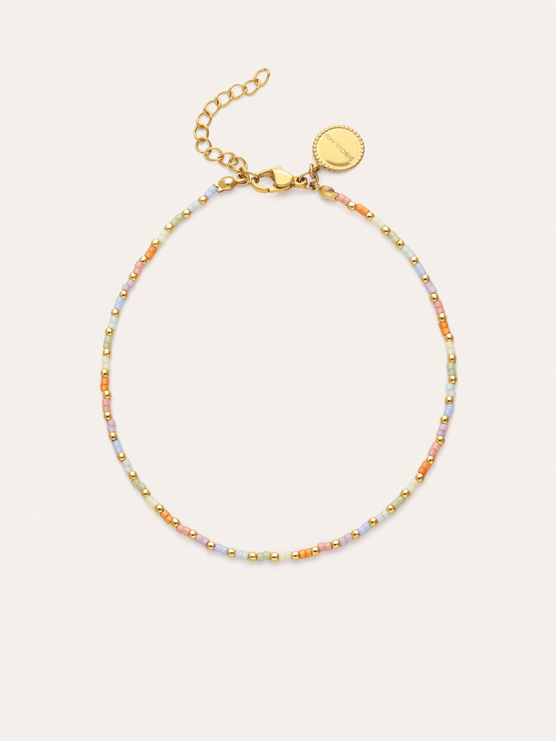 Rainbow Pastel Anklet Steel Gold Plated