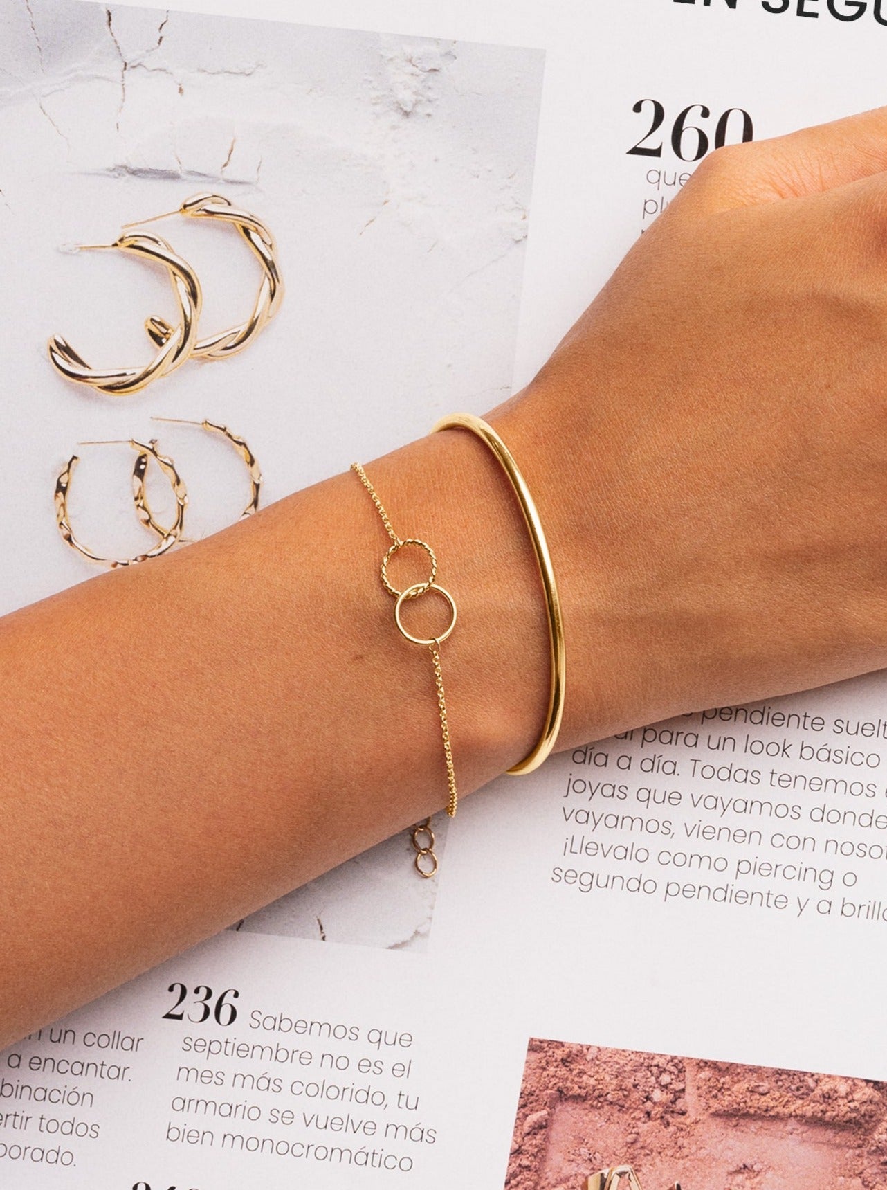 Line Chain Stainless Steel Gold Bracelet 