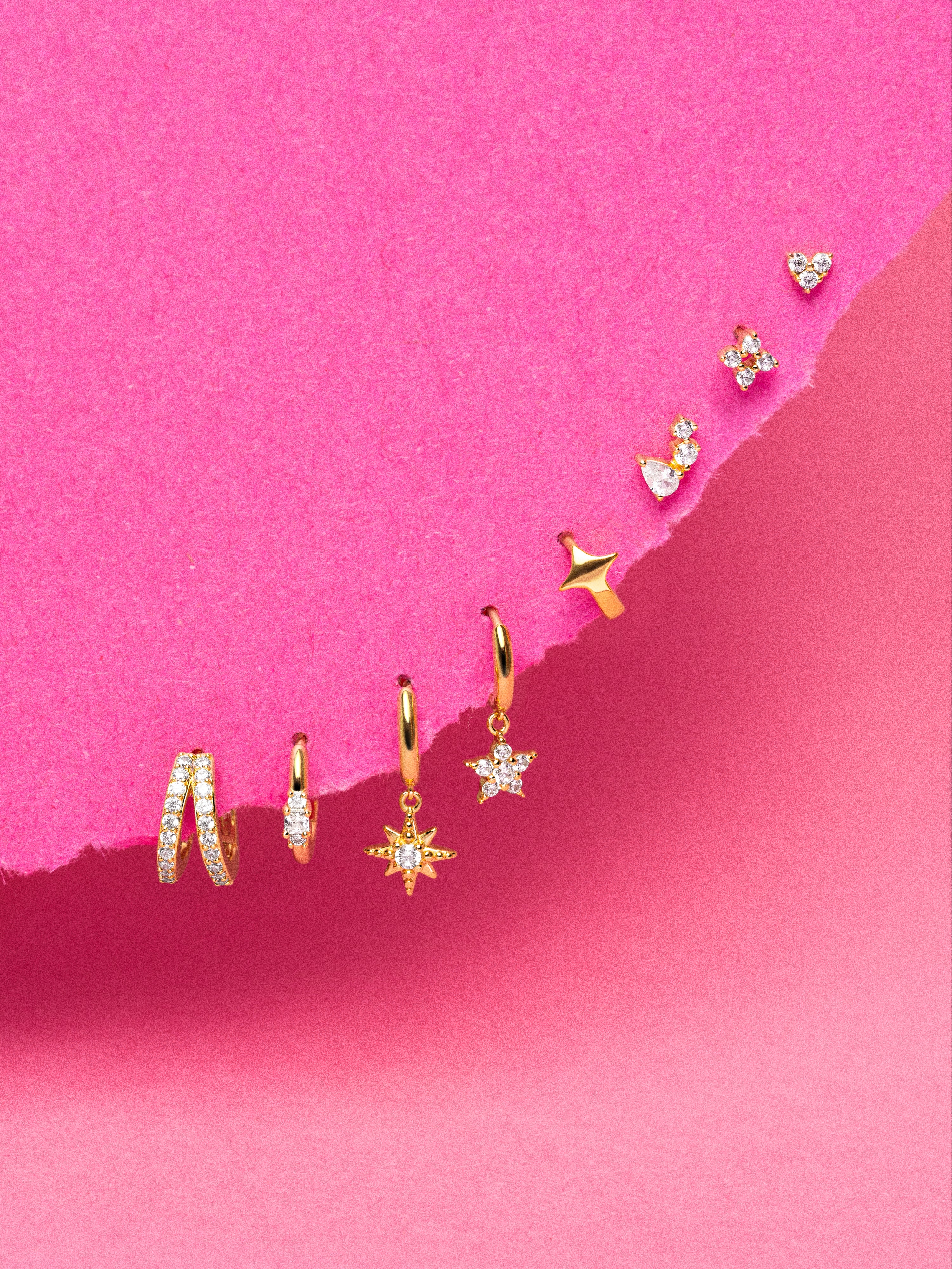 Pendiente Suelto Aro Starlight Plata Baño Oro