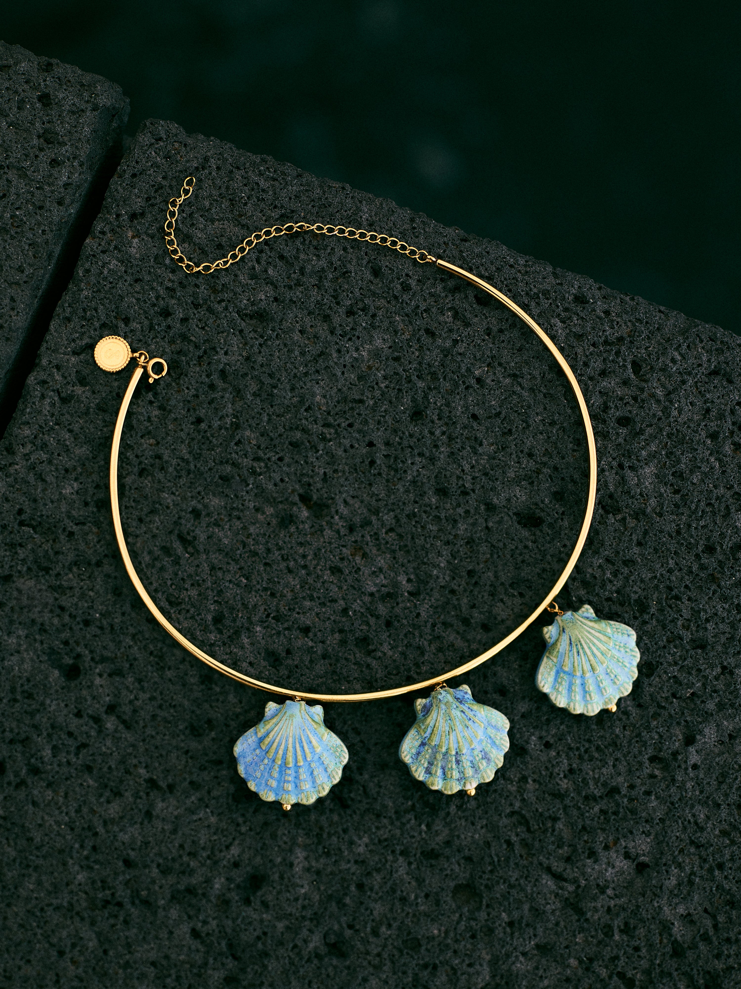 Choker Shelly Blue 18kt vergoldet