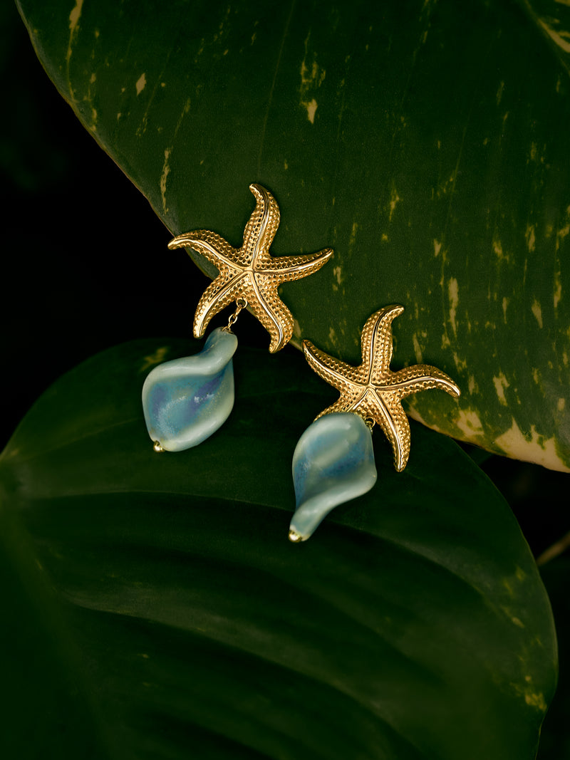 Ohrringe Starfish Wave Edelstahl vergoldet