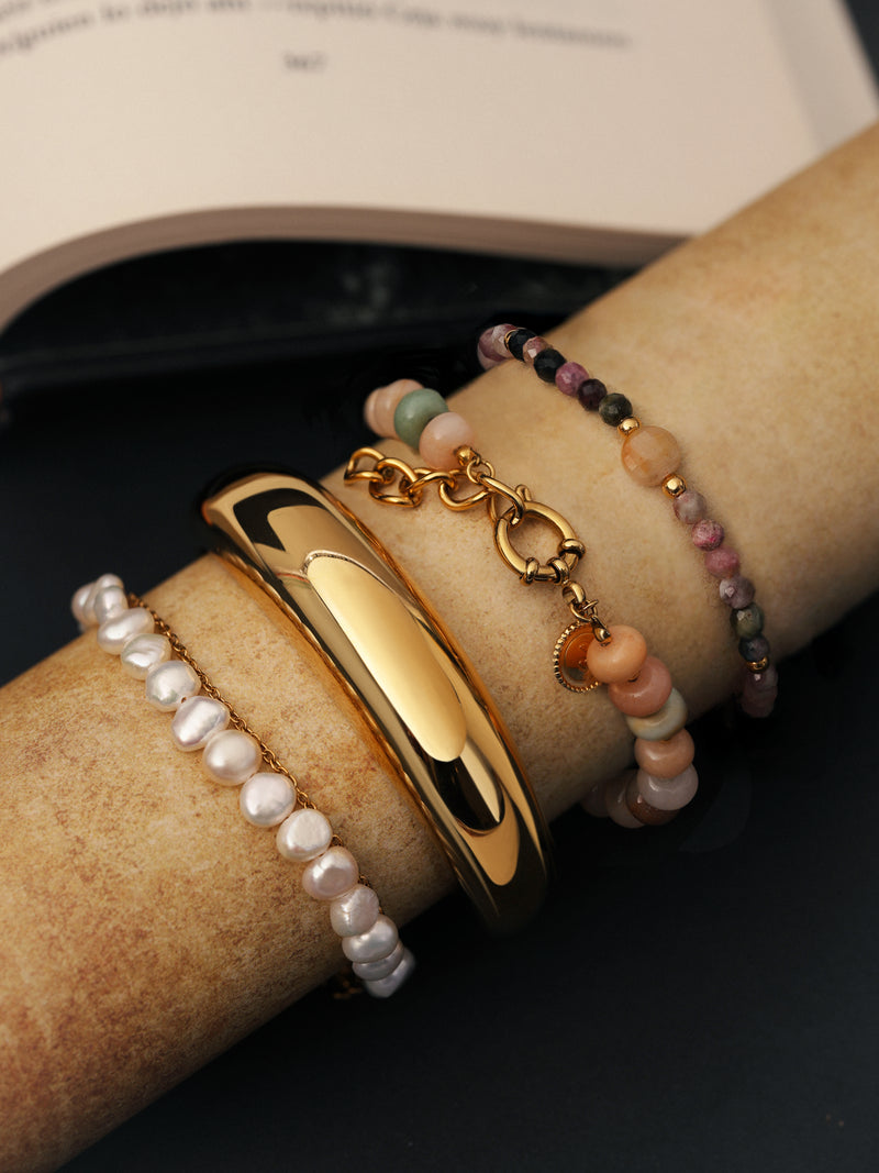 Ámbar Stones Armband Edelstahl, vergoldet