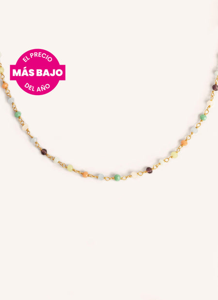 Collar Crystals Colors Plata Baño Oro