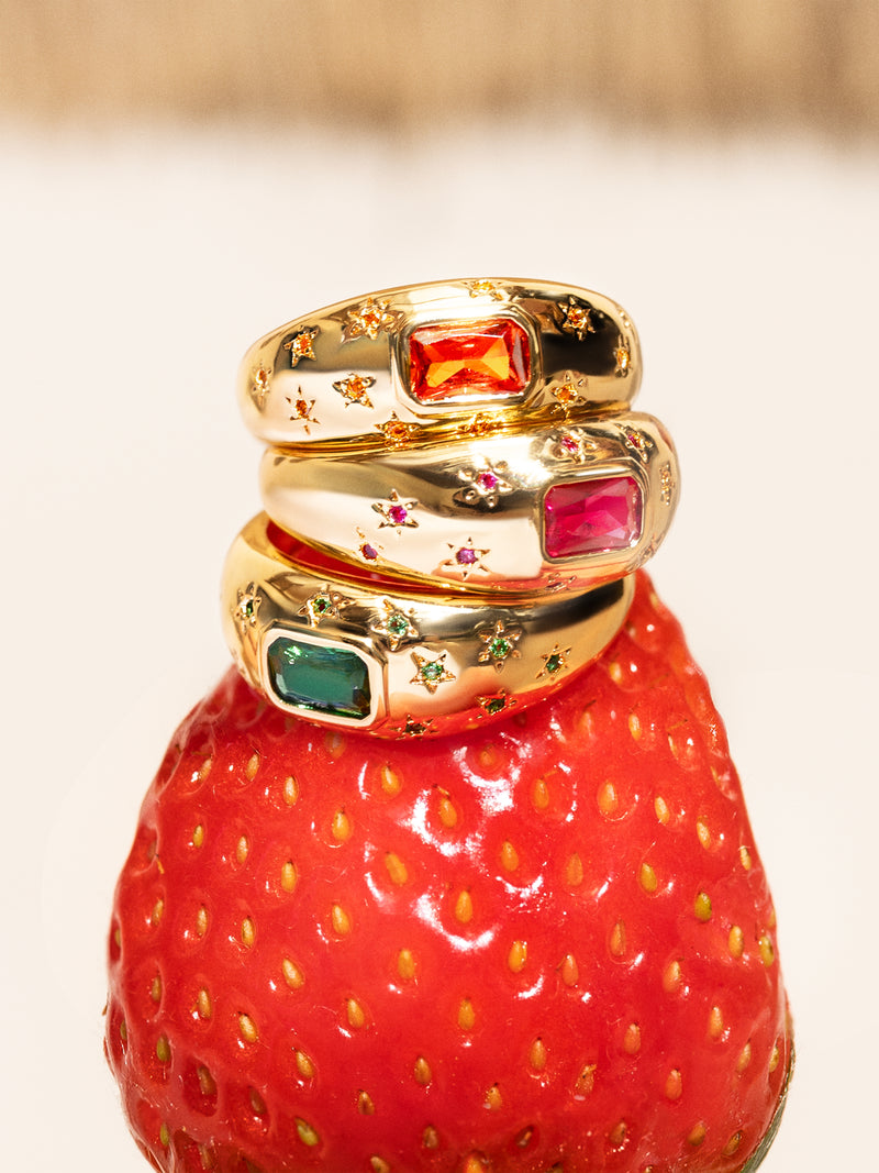 Charlotte Smaragd Ring, vergoldet