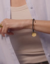 Personalisierbares Armband Medaillon Organic Schwarz Stahl Vergoldet