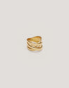 Anello Double Cross Acciaio Placcato Oro