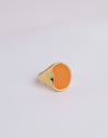 Anillo Signet Bean Neon Orange Enamel Baño Oro