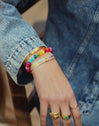 Personalisierbares Armband in Regenbogenfarbe, Edelstahl mit Goldbeschichtung