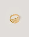 Blatt Ring Edelstahl, vergoldet