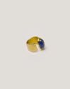 Indigo Blau Ring Edelstahl vergoldet