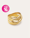 Anillo Triple Cross Acero Baño Oro