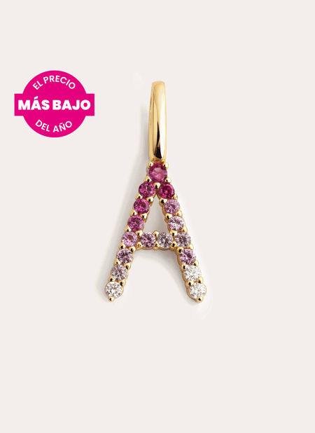 Charm Letter Spark Sakura Plata Baño Oro